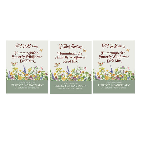 Pop's Birding - Pop's® Perfect Little Sanctuary® Wildflower Seed Blend, Hummingbird & Butterfly, 400mg - 3 Pack