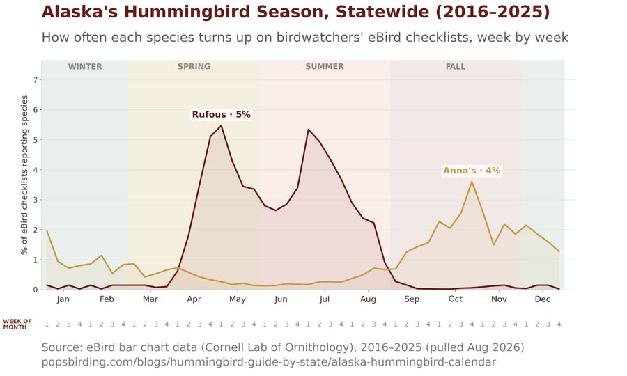 Alaska hummingbird timing chart