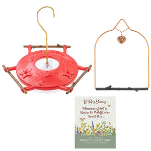 Hummingbird Haven Bundle, Copper Swing Rustic Perch