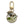 Brass hummingbird resin flower charm on a gold swivel clasp, seen at an angle