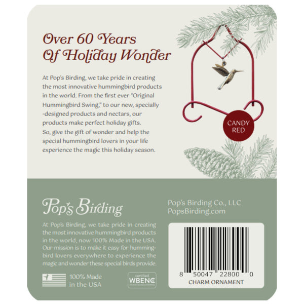 Pop's Birding - Charm Ornament, Wonder (Case of 12ct) - No Suction Hook