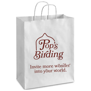 White Pop's Birding gift bag reading 'Invite more wonder into your world'