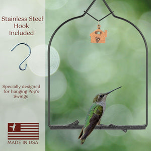 Pop's Birding - Charm Hummingbird Swing (Case of 12ct) - Redwood / Case Pack (12ct)