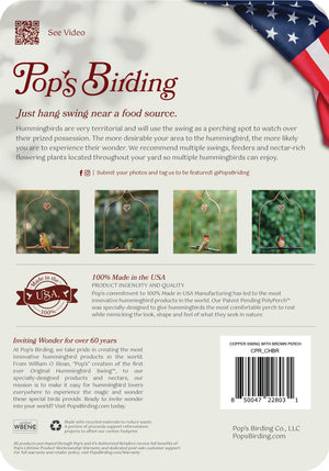 Pop's Birding - Pop's® Copper Hummingbird Swing - Bark / Single
