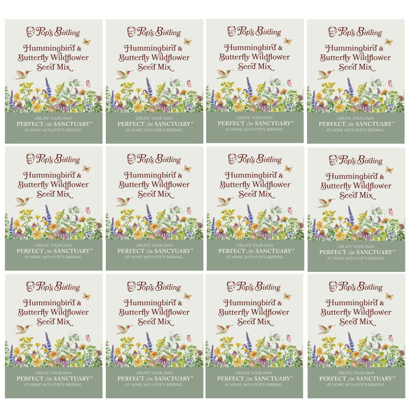 Pop's Birding - Pop's® Perfect Little Sanctuary® Wildflower Seed Blend, Hummingbird & Butterfly, 400mg - 12 Pack