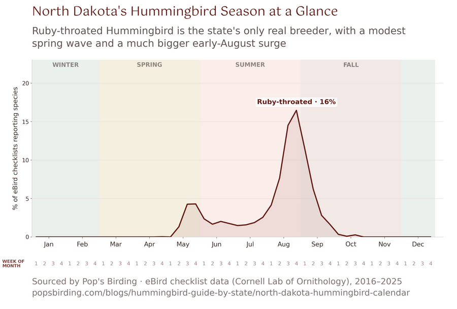 North Dakota hummingbird timing chart