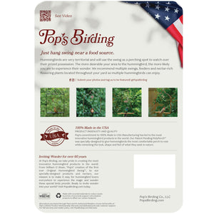 Pop's Birding - Charm Hummingbird Swing (Case of 12ct) - Redwood / Case Pack (12ct)