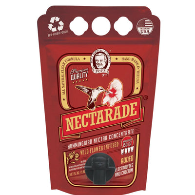 Pop's Nectarade hummingbird nectar concentrate, 50.7 oz red pouch with tap, makes 150 oz